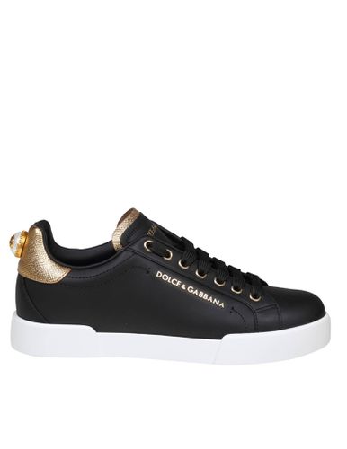 Portofino Sneakers In Leather With Logo Pearl - Dolce & Gabbana - Modalova