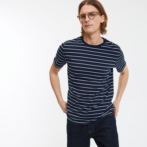 T-shirt Girocollo Maniche Corte Rigata In Cotone Bio Uomo Taglie S - la redoute collections - Modalova