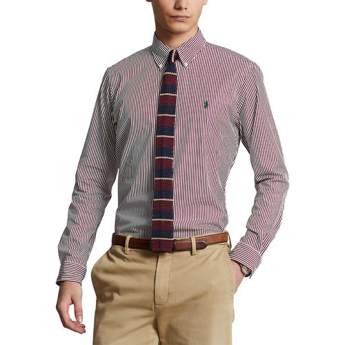 Camicia attillata slim cotone a righe logo ricamato - POLO RALPH LAUREN - Modalova