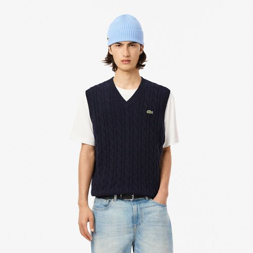 Maglione Senza Maniche In Lana Cardata A Trecce Uomo Taglie XL - lacoste - Modalova