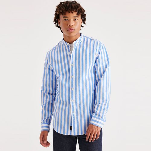 Camicia Regular A Righe Collo Alla Coreana Uomo Taglie M - dockers - Modalova