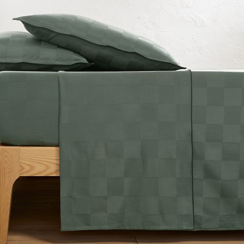 Lenzuolo Piatto Satin Di Cotone Lavato, Victor A Scacchi Taglie 240 x 290 cm - la redoute interieurs - Modalova