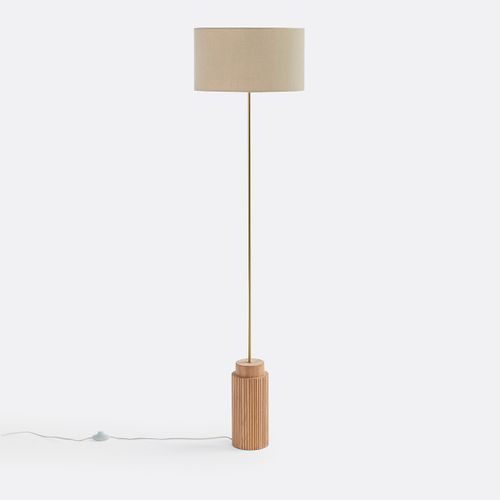 Lampada da terra in rovere, metallo e lino, Idna - LA REDOUTE INTERIEURS - Modalova
