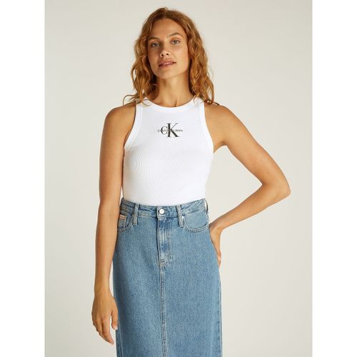 Canotta Con Scollo Rotondo E Logo Sul Davanti Donna Taglie S - calvin klein jeans - Modalova