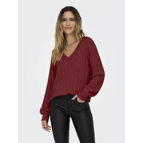 Maglione con scollo a V, maglia effetto lucido - ONLY - Modalova