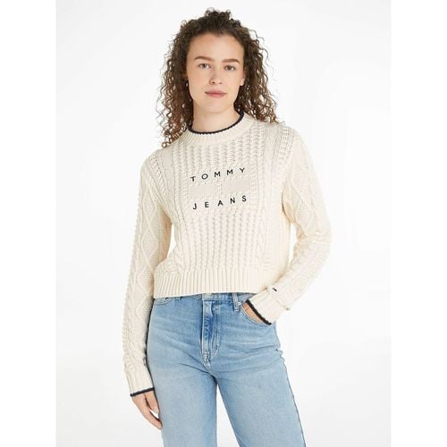 Maglione Corto In Maglia A Trecce Donna Taglie L - tommy jeans - Modalova