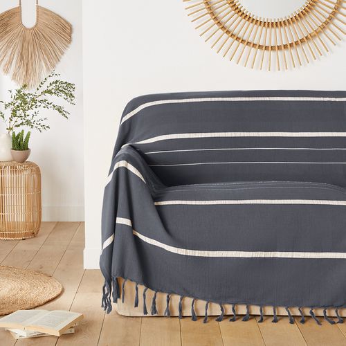 Plaid Con Frange A Righe Cotone, Nedo Taglie 180 x 230 cm - la redoute interieurs - Modalova