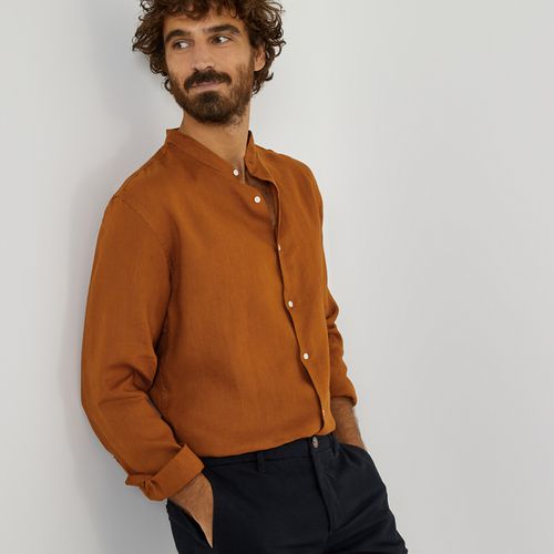 Camicia dritta, collo alla coreana in lino, Signature - LA REDOUTE COLLECTIONS - Modalova