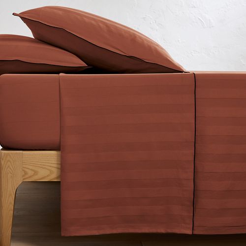 Lenzuolo Piatto Satin Di Cotone Lavato, Victor A Righe Taglie 180 x 290 cm - la redoute interieurs - Modalova