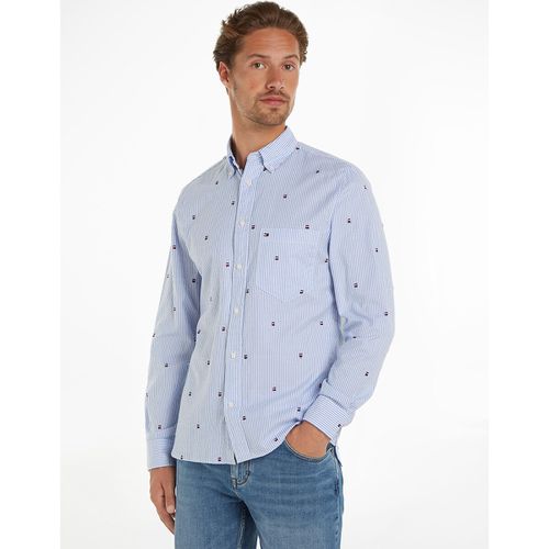 Camicia Con Motivo Filo Tagliato Uomo Taglie S - tommy hilfiger - Modalova