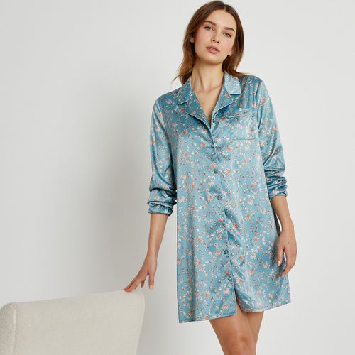 Camicia da notte in satin con stampa floreale - LA REDOUTE COLLECTIONS - Modalova