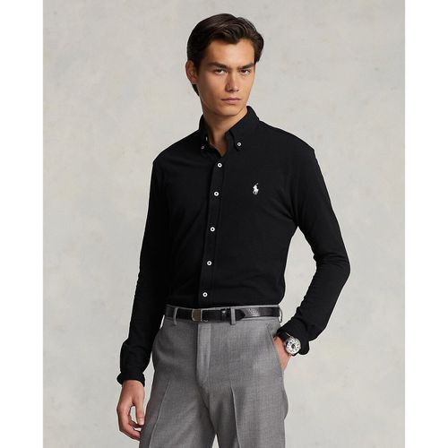 Camicia Dritta In Piquet Di Cotone Con Logo Ricamato Uomo Taglie L - polo ralph lauren - Modalova