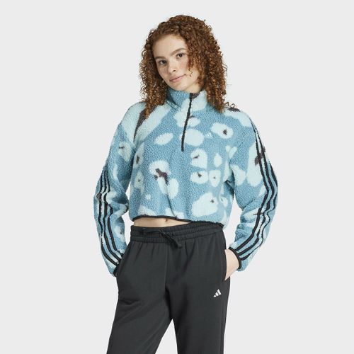 Felpa Cropped Cerniera 1/4 Essentials 3 Stripes Donna Taglie XL - adidas sportswear - Modalova