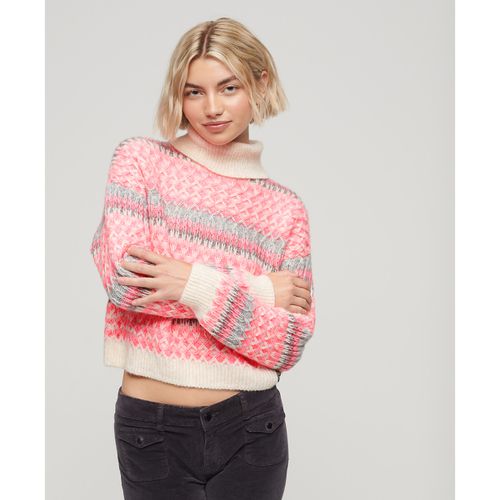 Maglione collo a dolcevita crop con motivi grafici - SUPERDRY - Modalova