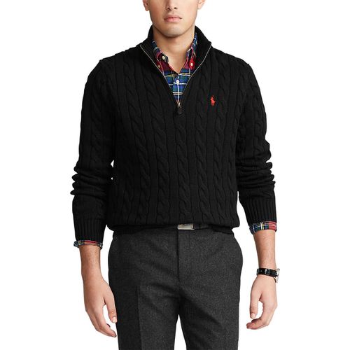 Pull Collo Alto A Trecce Con Cerniera In Cotone Uomo Taglie M - polo ralph lauren - Modalova