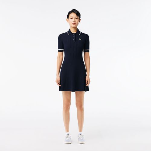 Abito Traforato E Svasato In Fine Maglia A Coste Donna Taglie 40 (FR) - 44 (IT) - lacoste - Modalova