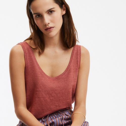 Canotta Ampia In Lino, Scollo Rotondo Donna Taglie S - la redoute collections - Modalova