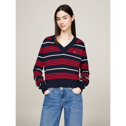 Maglione Scollo A V A Righe Donna Taglie S - tommy jeans - Modalova