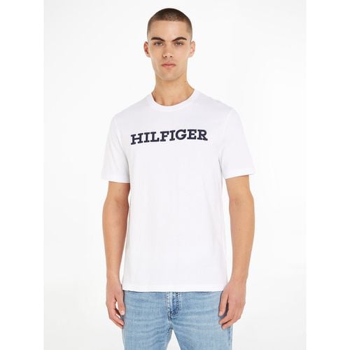 T-shirt girocollo a maniche corte con logo ricamato - TOMMY HILFIGER - Modalova