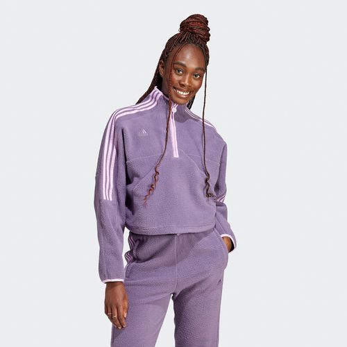 Felpa In Pile 1/2 Cerniera Tiro Donna Taglie L - adidas sportswear - Modalova