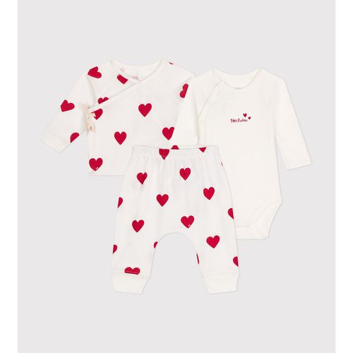 Completo 3 pezzi stampa cuore in cotone - PETIT BATEAU - Modalova