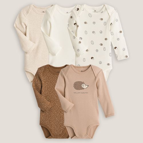 Set di 5 body a maniche lunghe con stampa riccio - LA REDOUTE COLLECTIONS - Modalova
