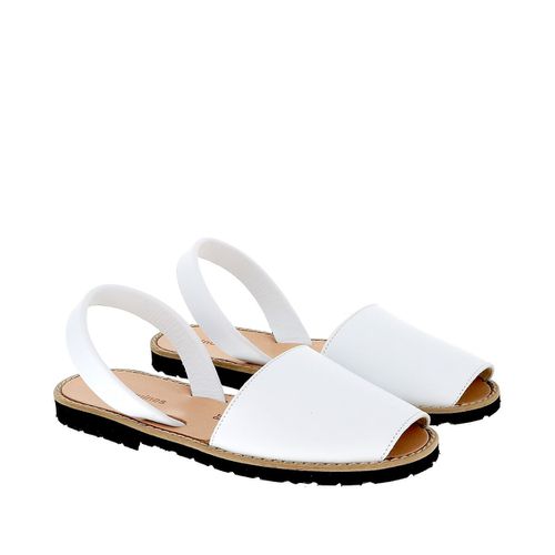 Sandali In Pelle Tacco Piatto Avarca Cuir Blanco Donna Taglie 37 - minorquines - Modalova