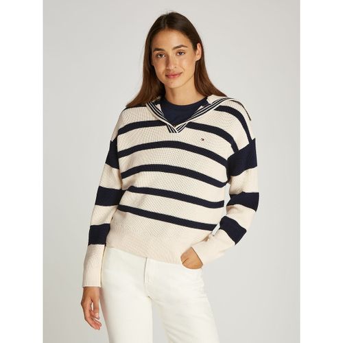 Maglia Con Colletto Polo A Righe Donna Taglie S - tommy hilfiger - Modalova