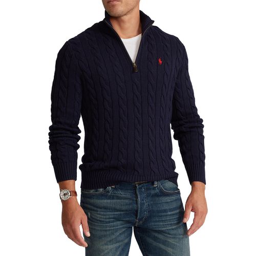 Pull Collo Alto A Trecce Con Cerniera In Cotone Uomo Taglie L - polo ralph lauren - Modalova