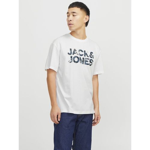 T-shirt morbida con logo a fiori - JACK & JONES - Modalova