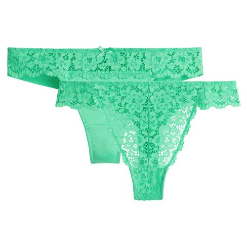 Confezione Da 2 Tanga In Pizzo E Microfibra Donna Taglie 34 (FR) - 38 (IT) - la redoute collections - Modalova