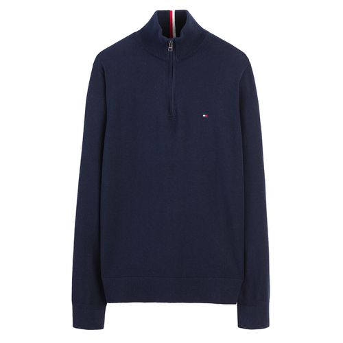 Pull Collo Alto Con Cerniera In Cotone E Cachemire Uomo Taglie M - tommy hilfiger - Modalova