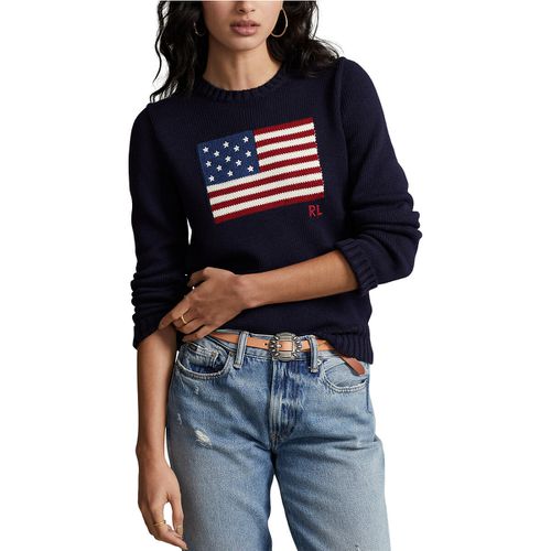 Maglione Girocollo, Motivo Bandiera Americana Donna Taglie L - polo ralph lauren - Modalova