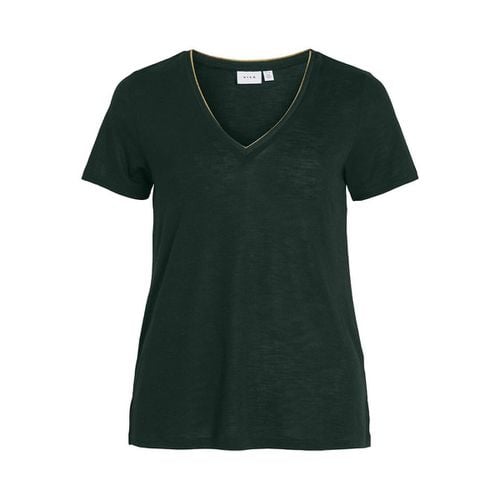 T-shirt In Jersey, Collo Effetto Lucido Donna Taglie S - vila - Modalova