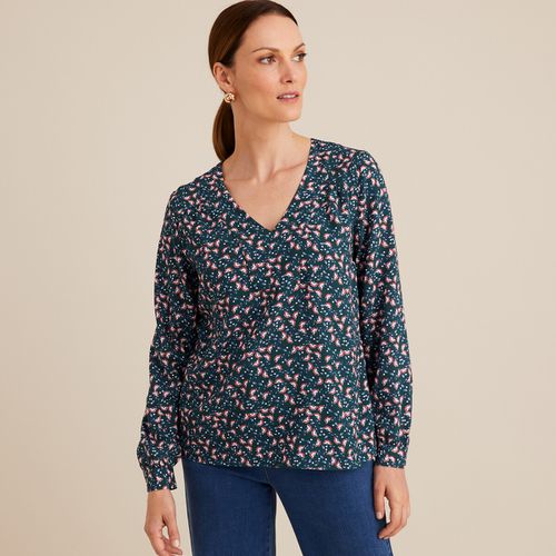 Blusa Scollo A V, Stampa Floreale, Maniche Lunghe Donna Taglie 36 (FR) - 40 (IT) - anne weyburn - Modalova