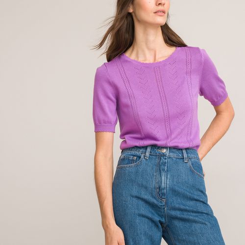 Maglione maniche corte fine maglia pointelle - LA REDOUTE COLLECTIONS - Modalova