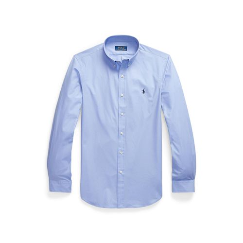 Camicia Aderente Chino Con Logo Ricamato Blu Uomo Taglie S - polo ralph lauren - Modalova