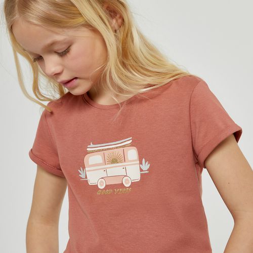 T-shirt Girocollo, Stampa Van Davanti Bambina Taglie 6 anni - 114 cm - la redoute collections - Modalova