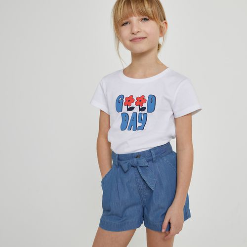 T-shirt Scollo Rotondo Con Messaggio Bambina Taglie 5 anni - 108 cm - la redoute collections - Modalova