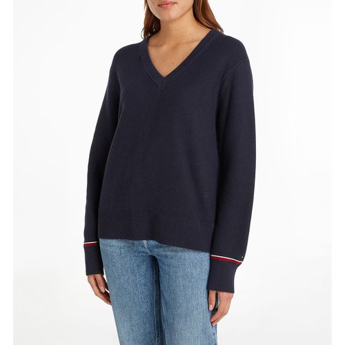 Pull Con Scollo A V In Maglia Di Cotone Donna Taglie XS - tommy hilfiger - Modalova