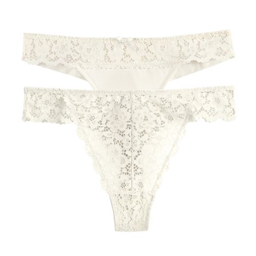 Confezione Da 2 Tanga In Pizzo E Microfibra Donna Taglie 38 - la redoute collections - Modalova