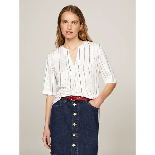 Blusa maniche corte scollo a V - TOMMY HILFIGER - Modalova