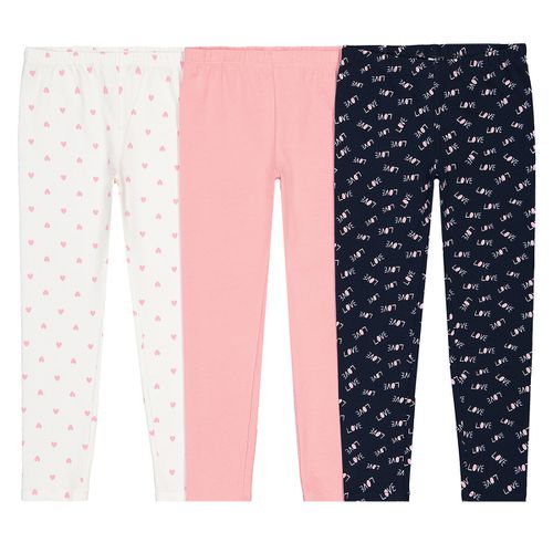 Confezione Da 3 Leggings In Cotone Biologico Con Stampa Cuore Bambina Taglie 12 anni - 150 cm - la redoute collections - Modalova