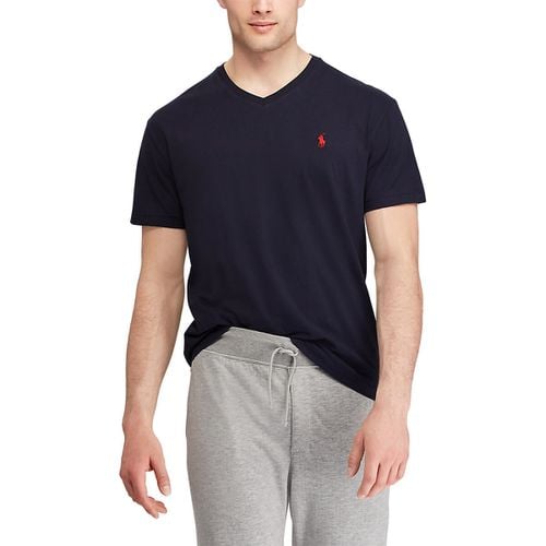 T-shirt scollo a V in jersey di cotone - POLO RALPH LAUREN - Modalova