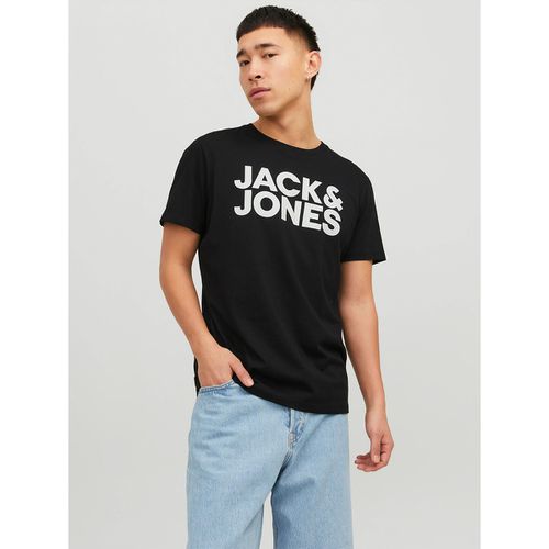 T-shirt scollo rotondo maniche corte stampa davanti - JACK & JONES - Modalova