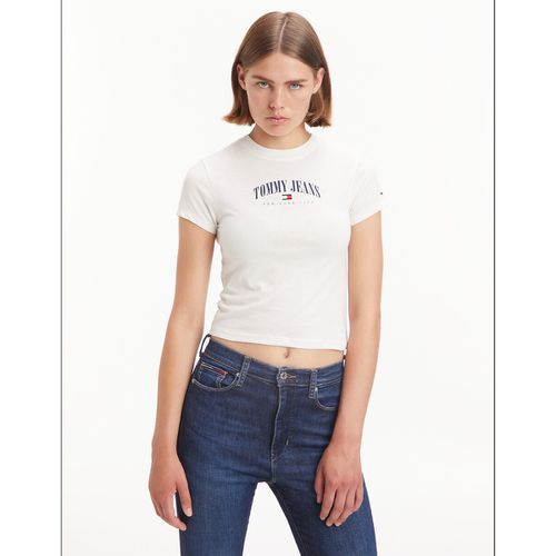 T-shirt Girocollo A Maniche Corte, Logo Frontale Donna Taglie XL - tommy jeans - Modalova