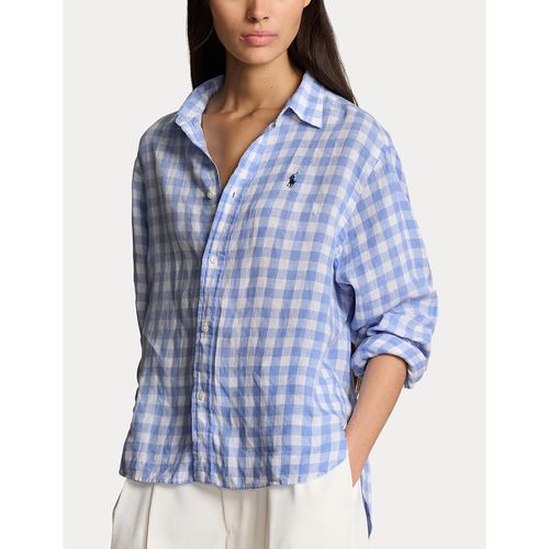 Camicia Maniche Lunghe In Lino A Quadri Donna Taglie XS - polo ralph lauren - Modalova