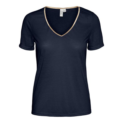 T-shirt Scollo A V, Profilo Dorato Donna Taglie XS - vero moda - Modalova