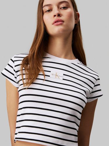 T-shirt a righe girocollo maniche corte con logo CK - CALVIN KLEIN JEANS - Modalova