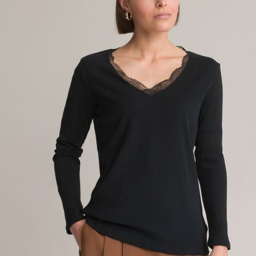 T-shirt scollo a V pizzo, maniche lunghe - ANNE WEYBURN - Modalova